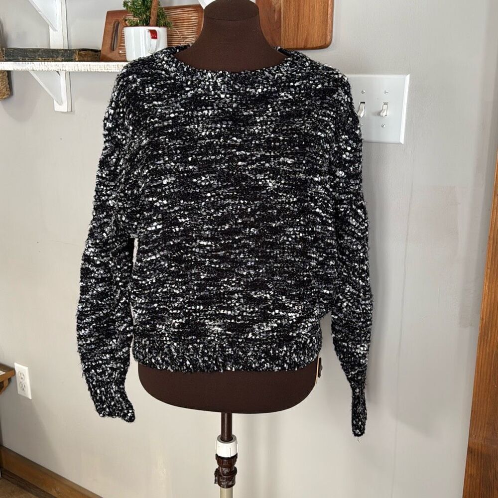 POL marled sweater womens size small black‎ white gray soft cozy neutral
